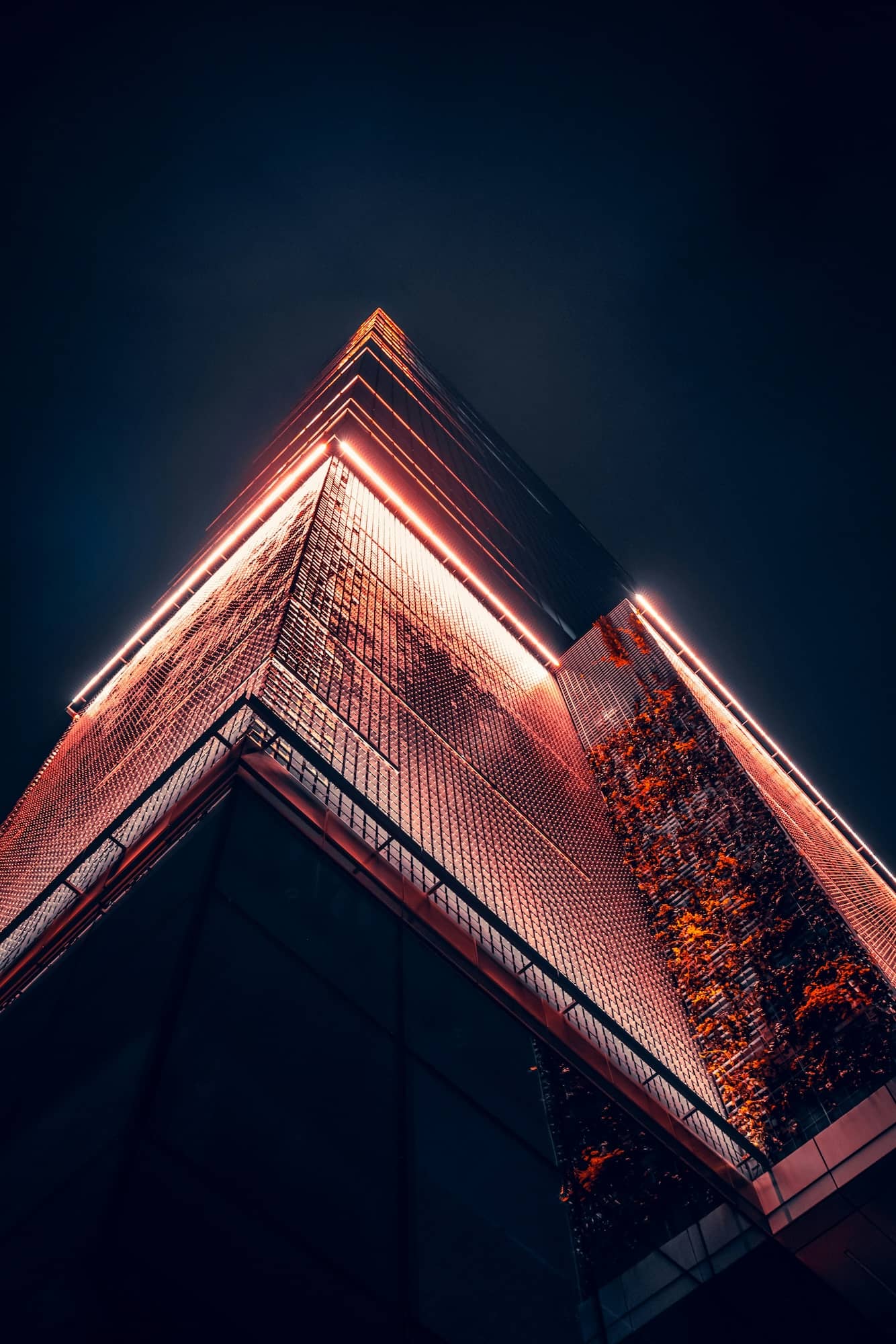 orange building at night