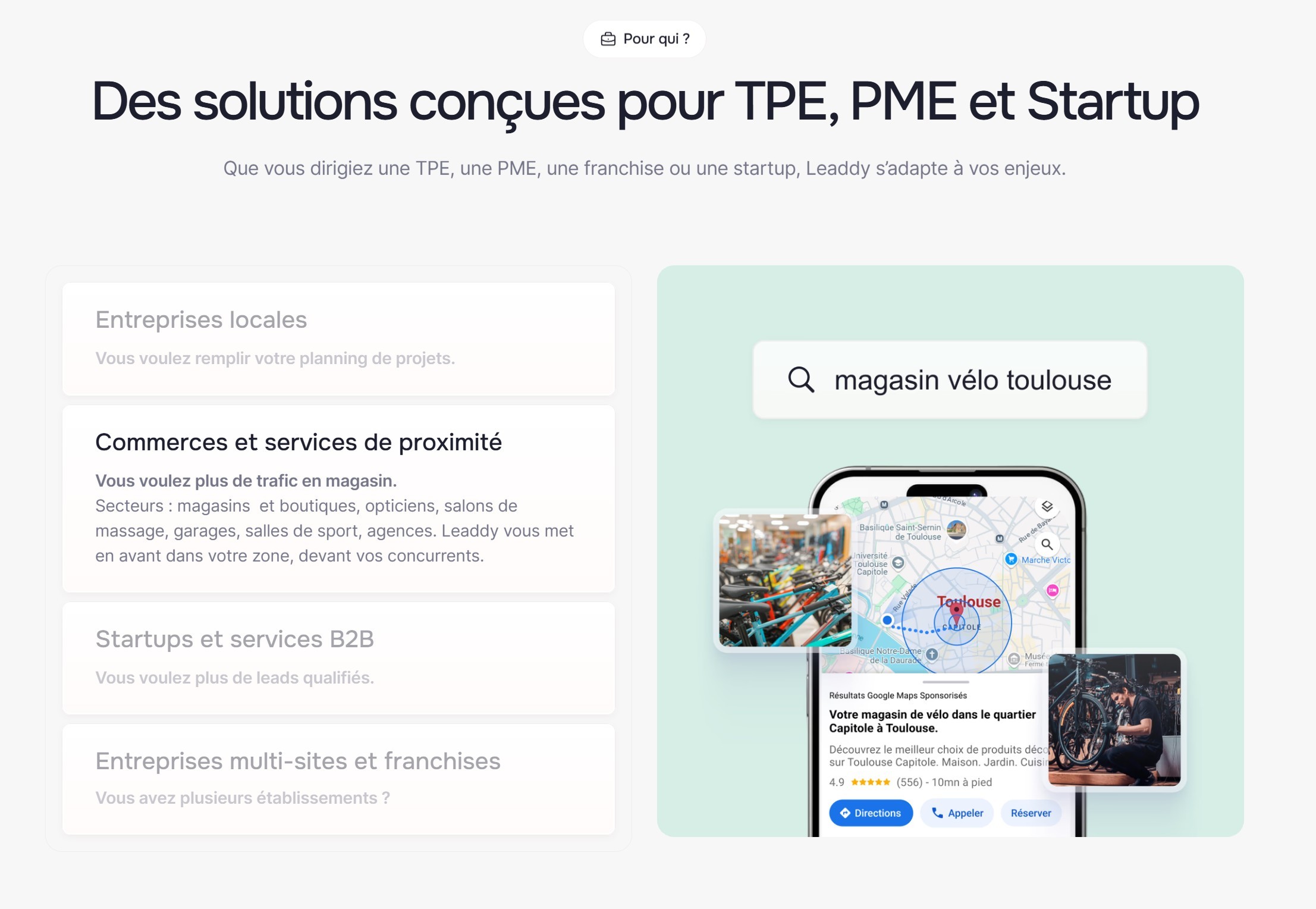 section persona landing page leaddy