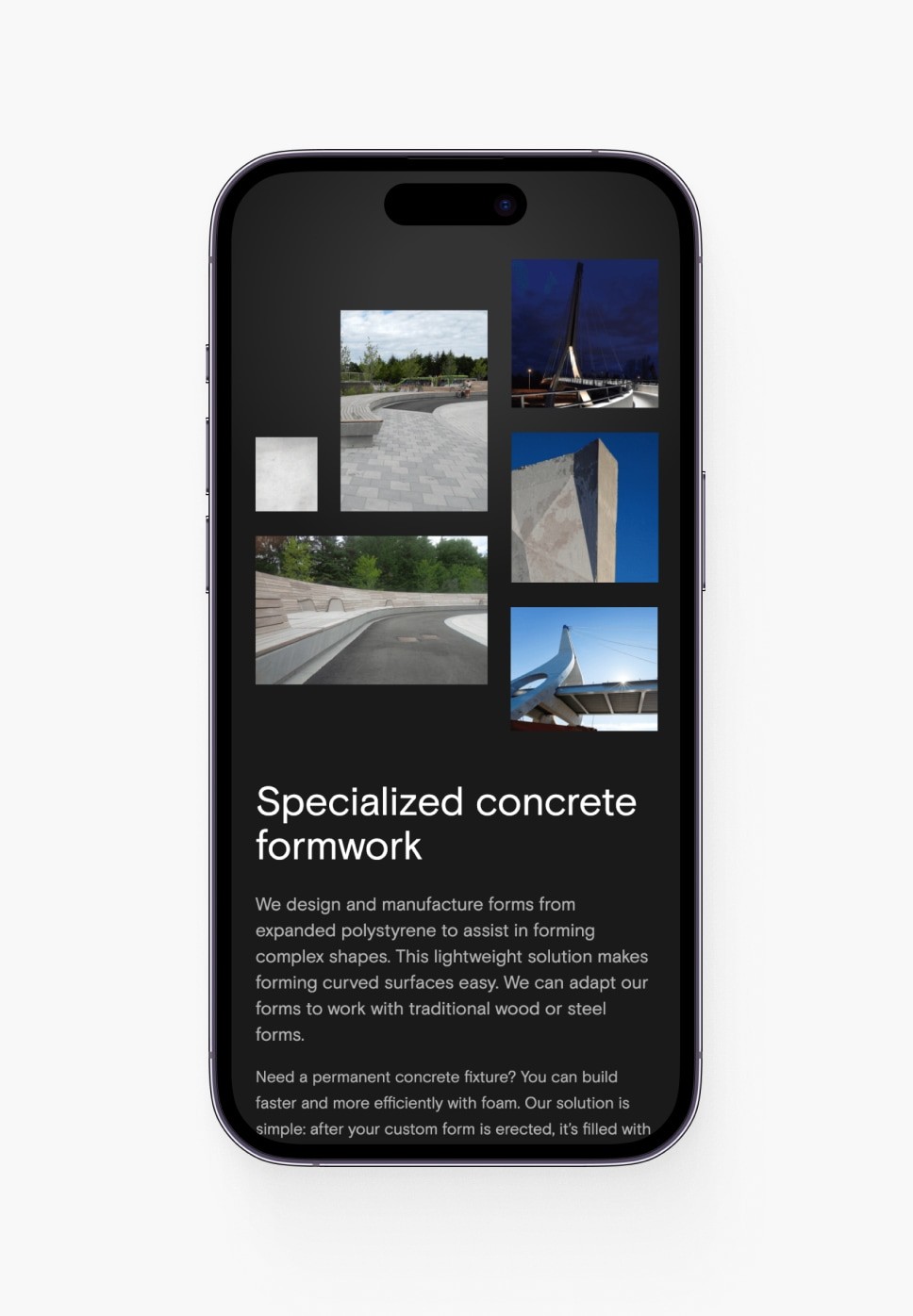 foam geometrix mobile website