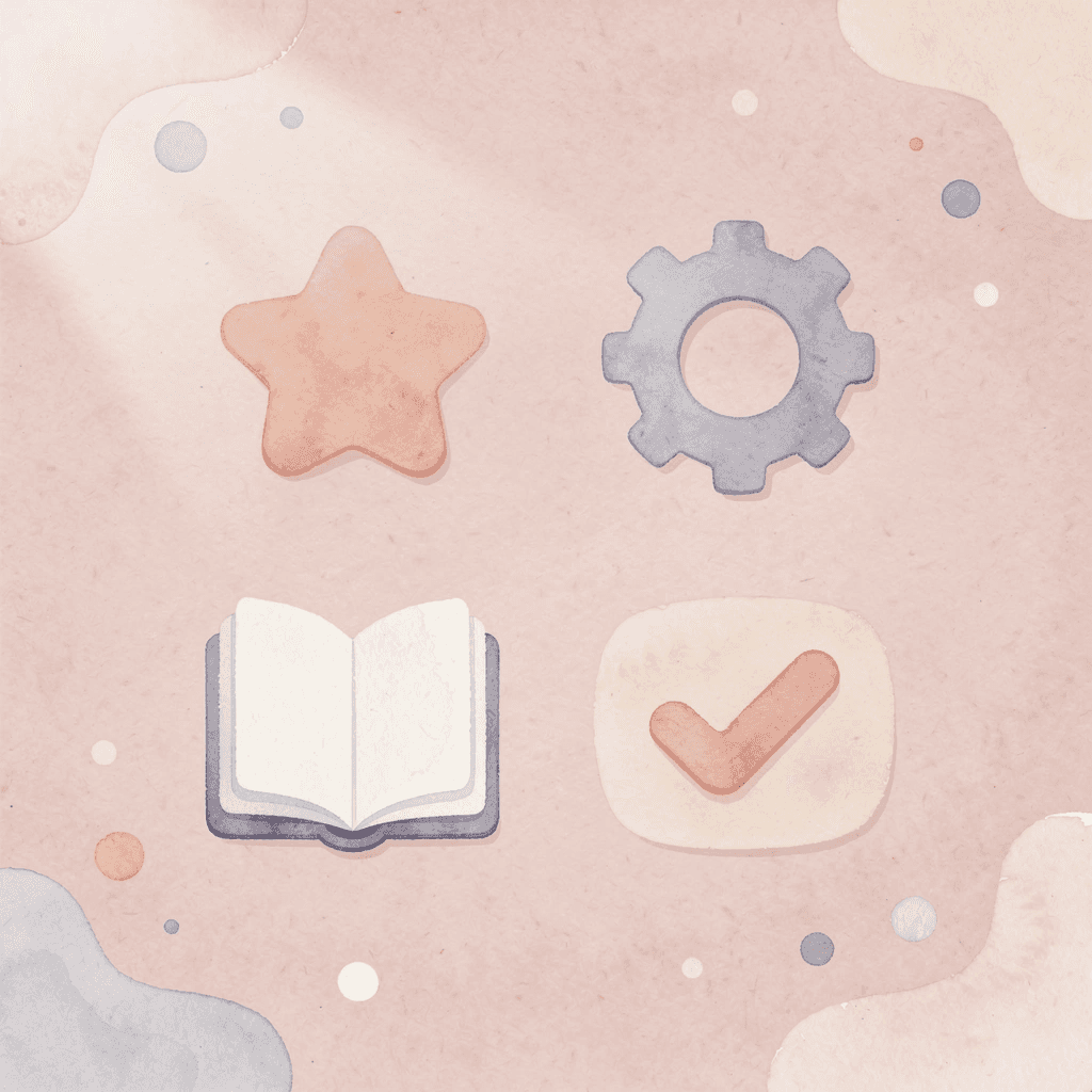 Four icons representing core ACT grammar concepts