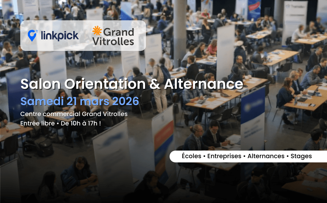 Bannière du salon orientation & alternance de Vitrolles organisé par Linkpick et Grand Vitrolles le 21 mars 2026 au centre commercial Grand Vitrolles.
