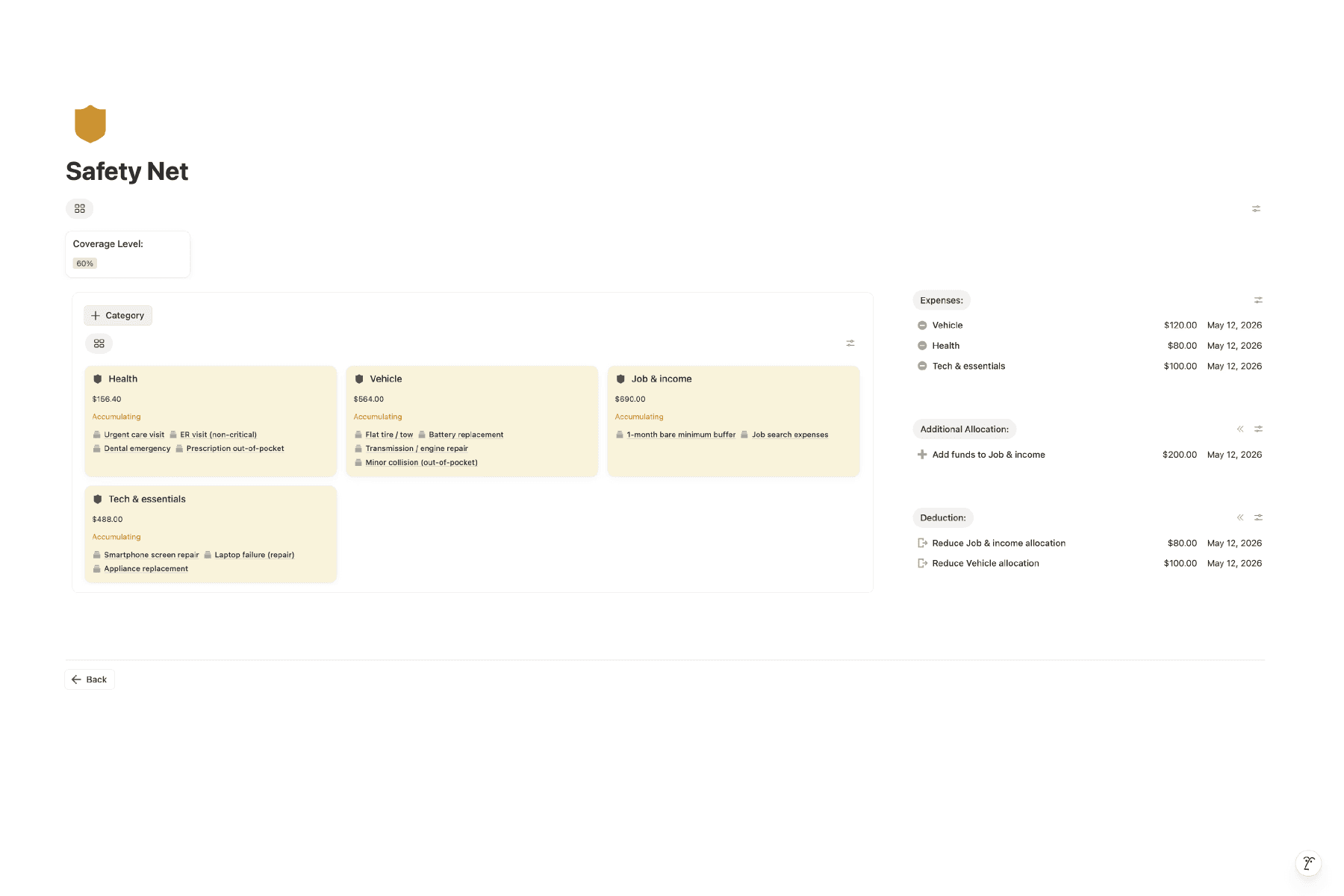 Template Safety Net Page