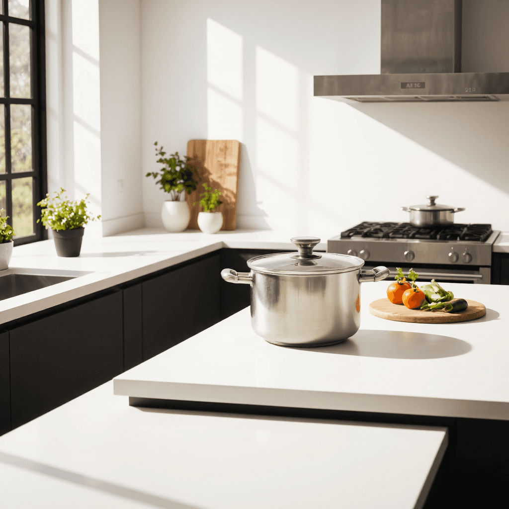 product photography of stainless steel pot