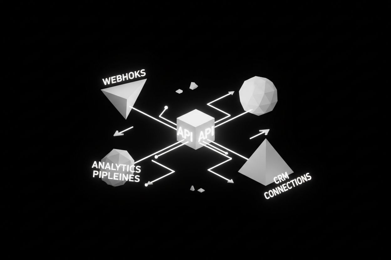 Diagram of APIs connecting website, CRM, analytics and ad platforms