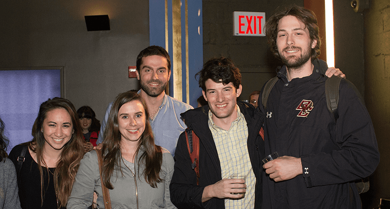 group photo of three young men and two young women