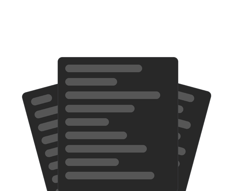 A neatly organized stack of papers set against a white background.