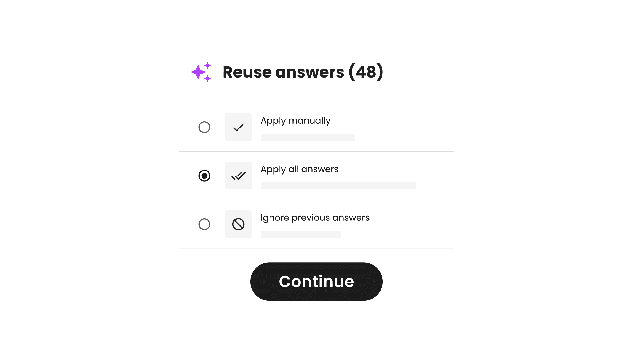 Reuse answer functionality in Transparency Solution