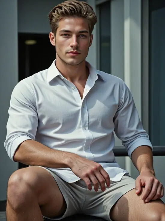 ai boy generator casual chic shirt shorts loafers