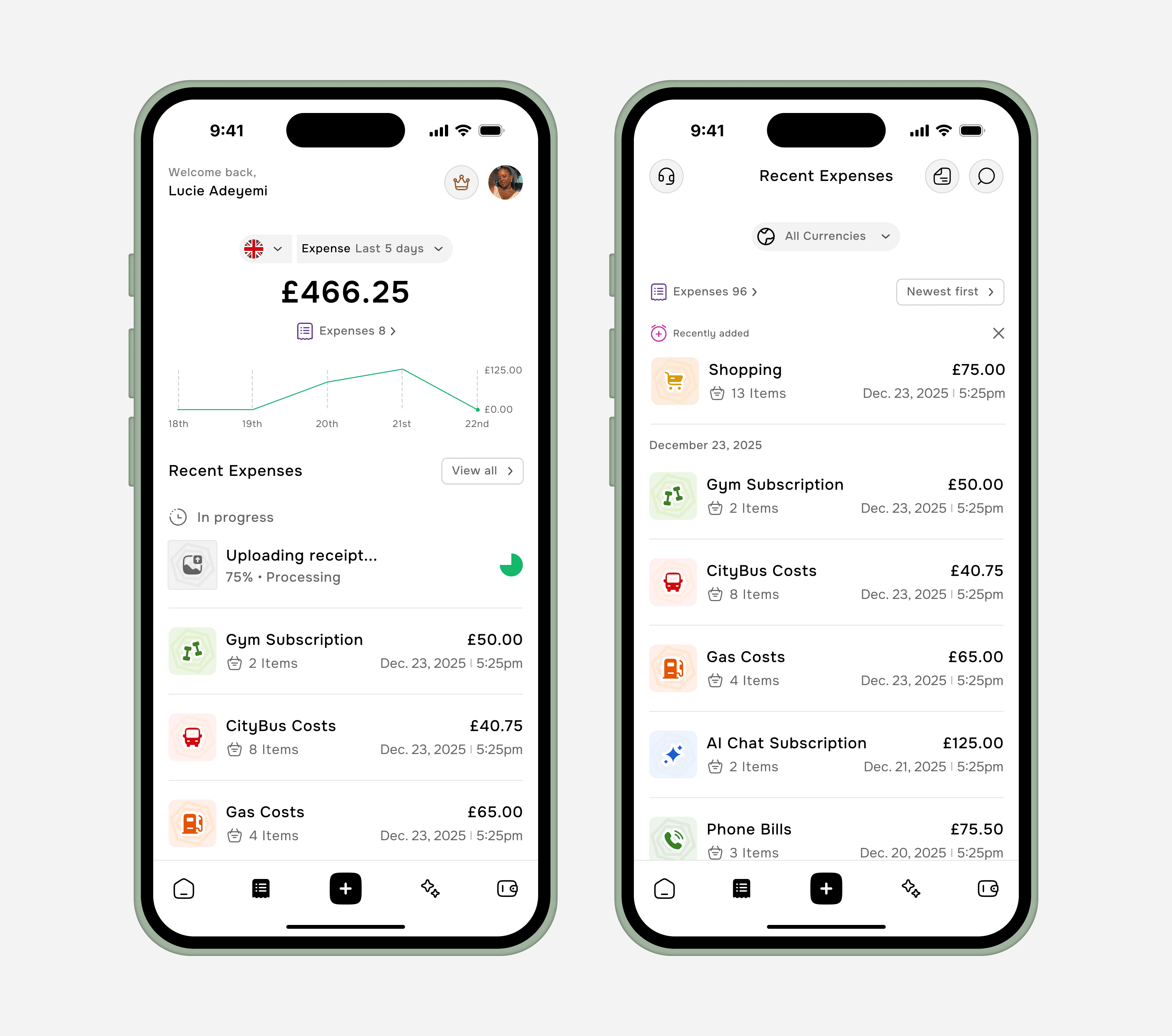Full-Page View Of Expense Tracker Mockup Screens