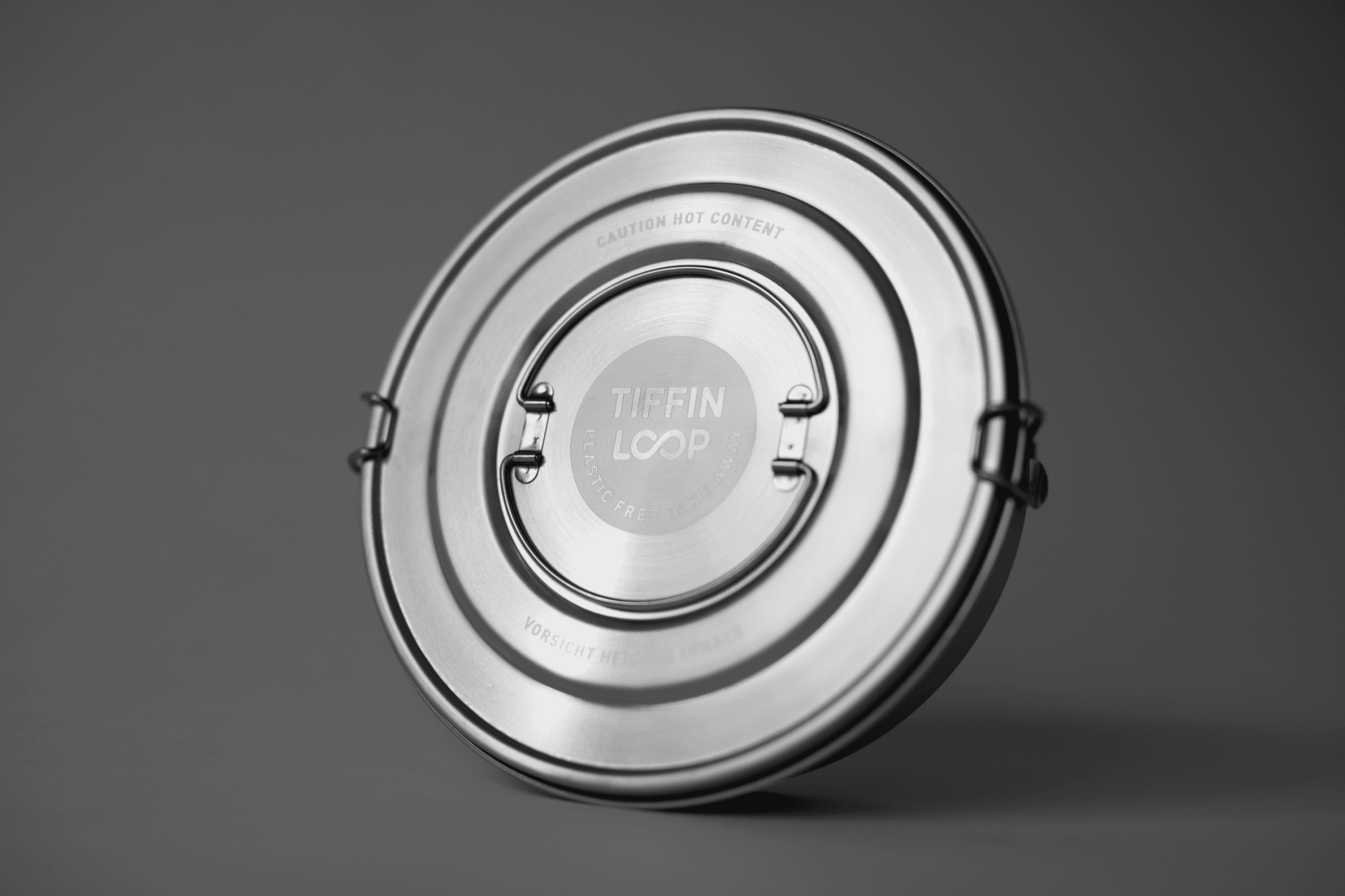 Tiffin Loop stainless steel container lid with latch