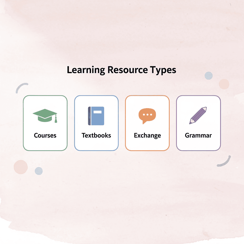  Four types of learning resources for Urdu and Arabic