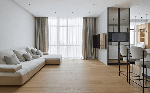 Living room with minimalistic design