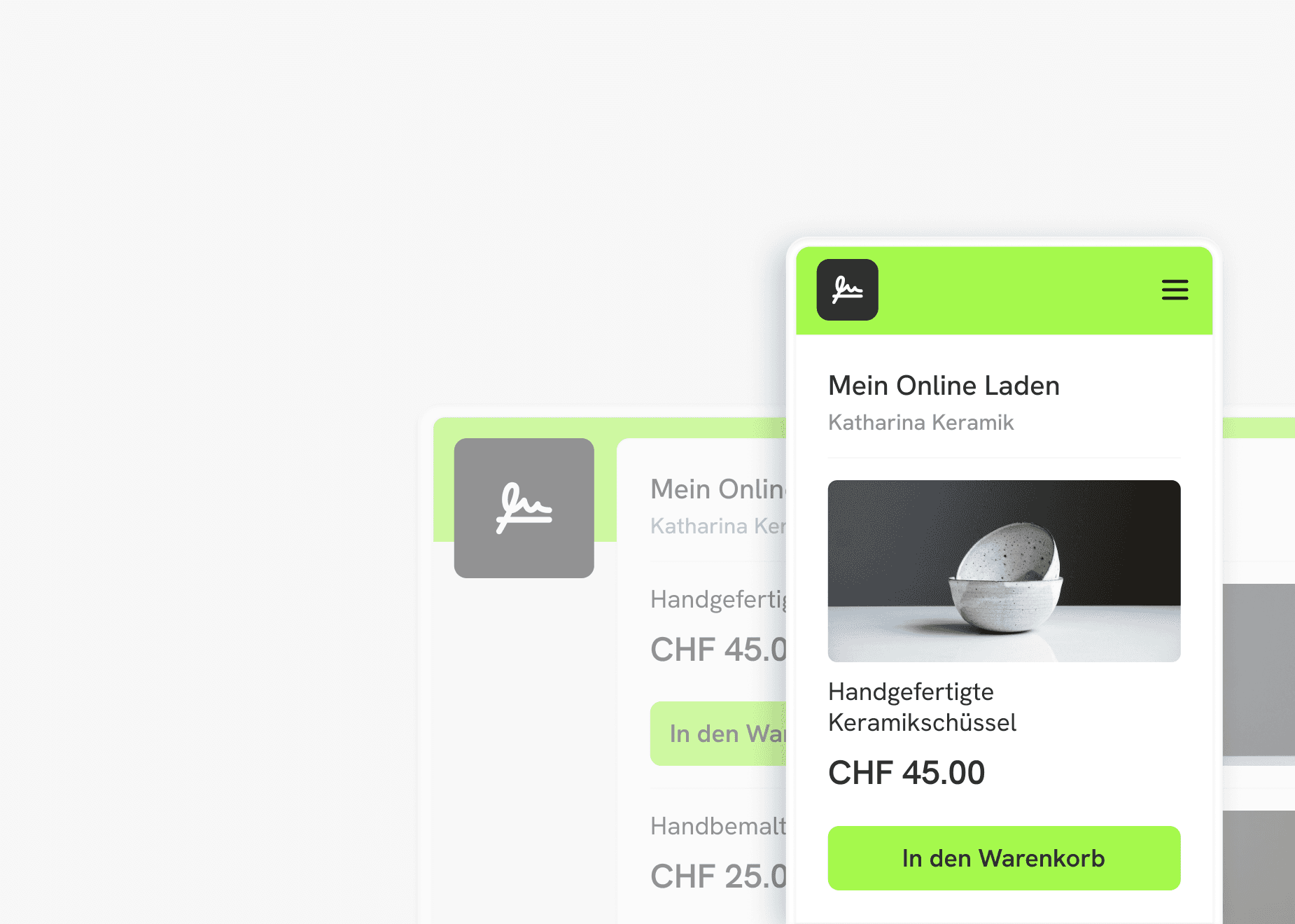Mini-Webshop Dashboard und Checkout Fenster