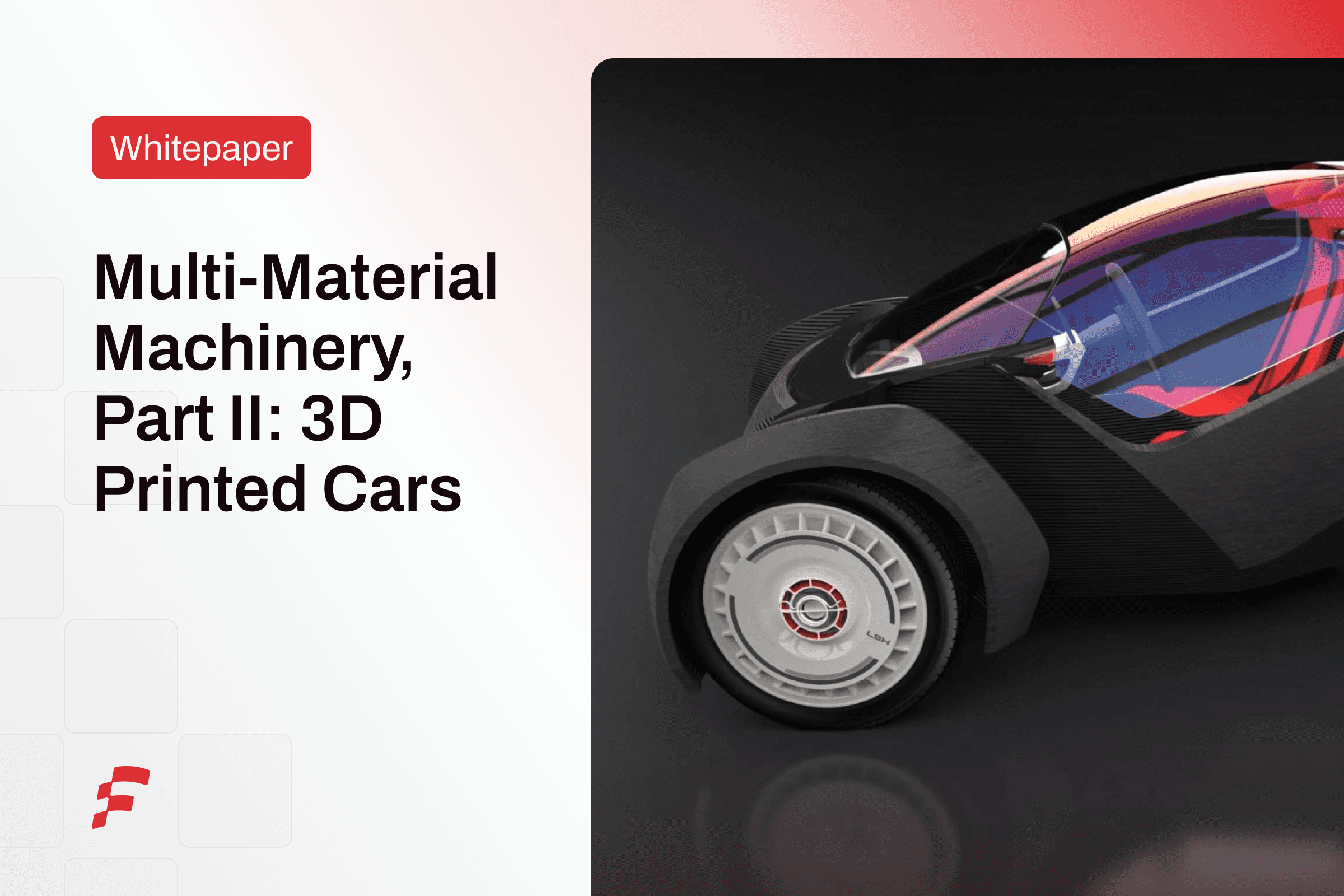 A 3D rendering of a futuristic, multi-material 3D-printed car design
