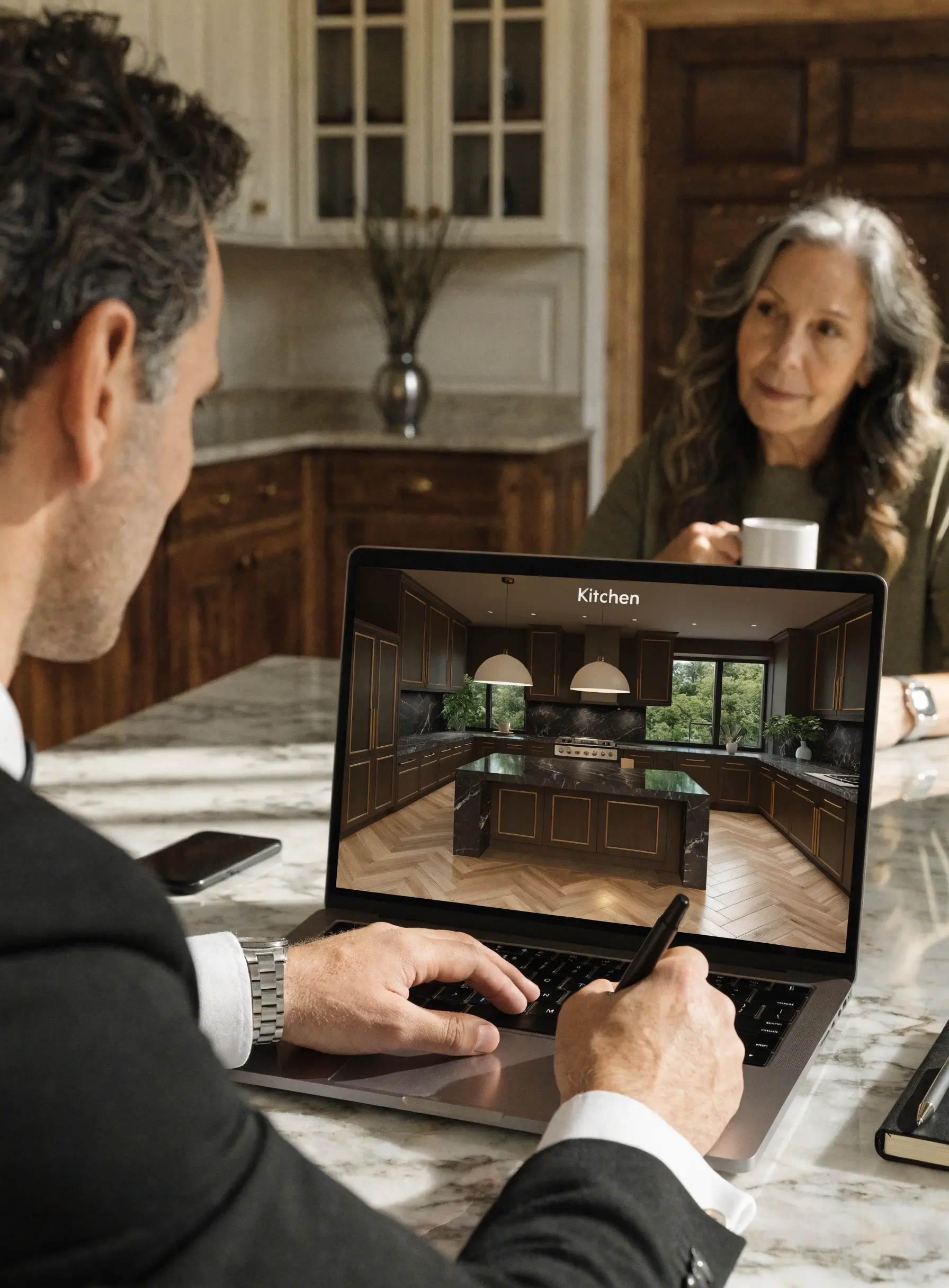 Un homme réalise une cuisine en 3D pour sa cliente