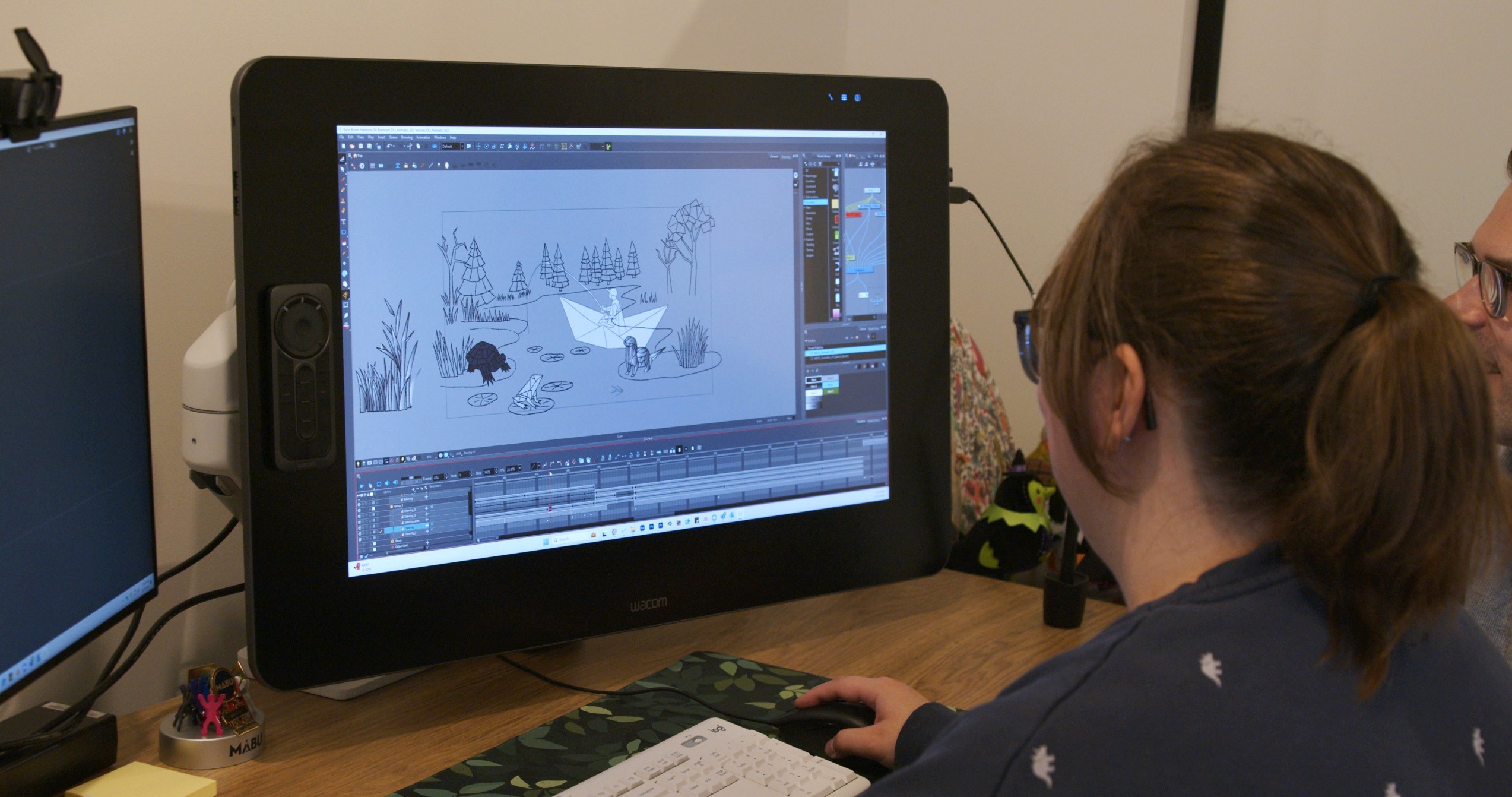 Molly and Ed working on the animation