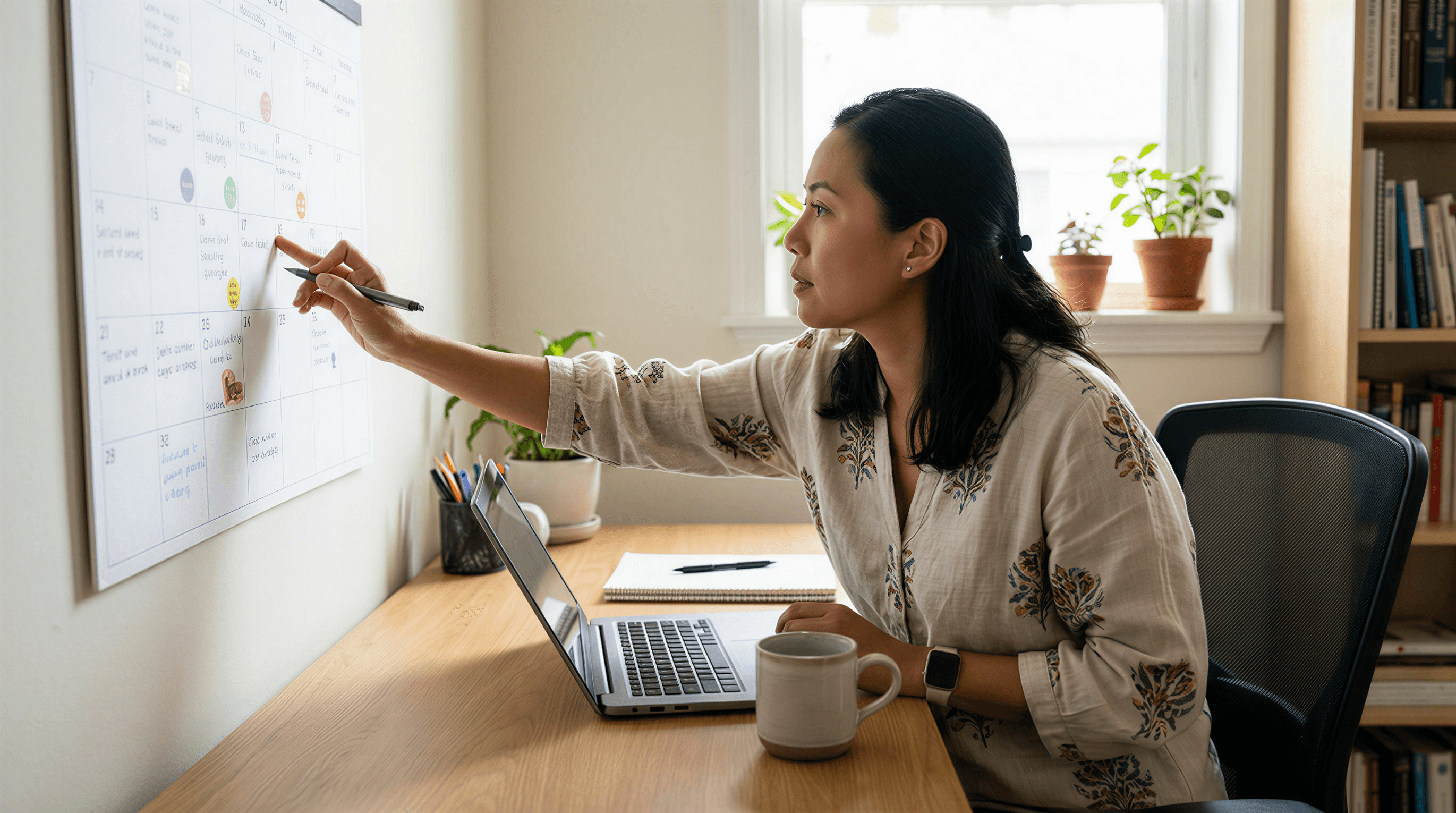 Filipina checking the calendar