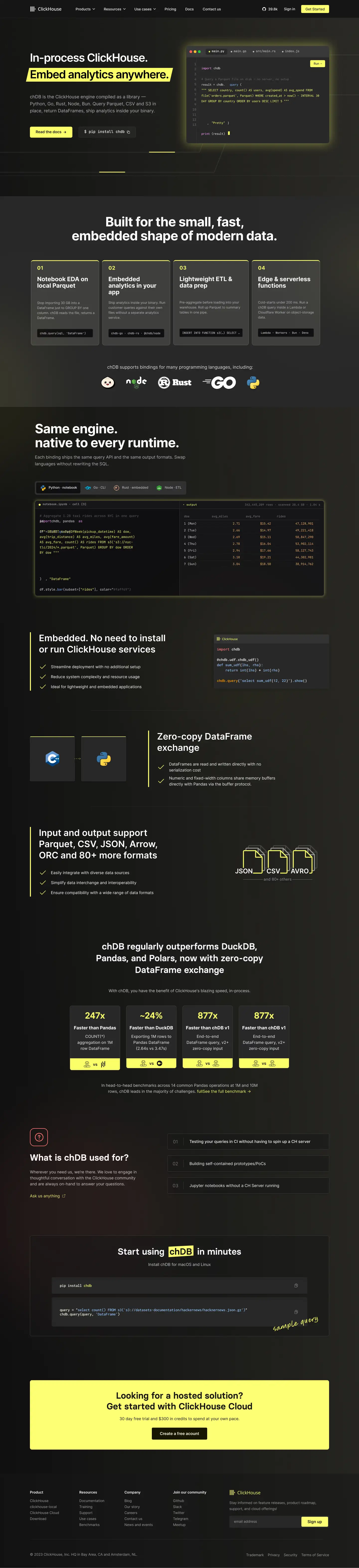 ClickHouse Benchmark Marketing Page