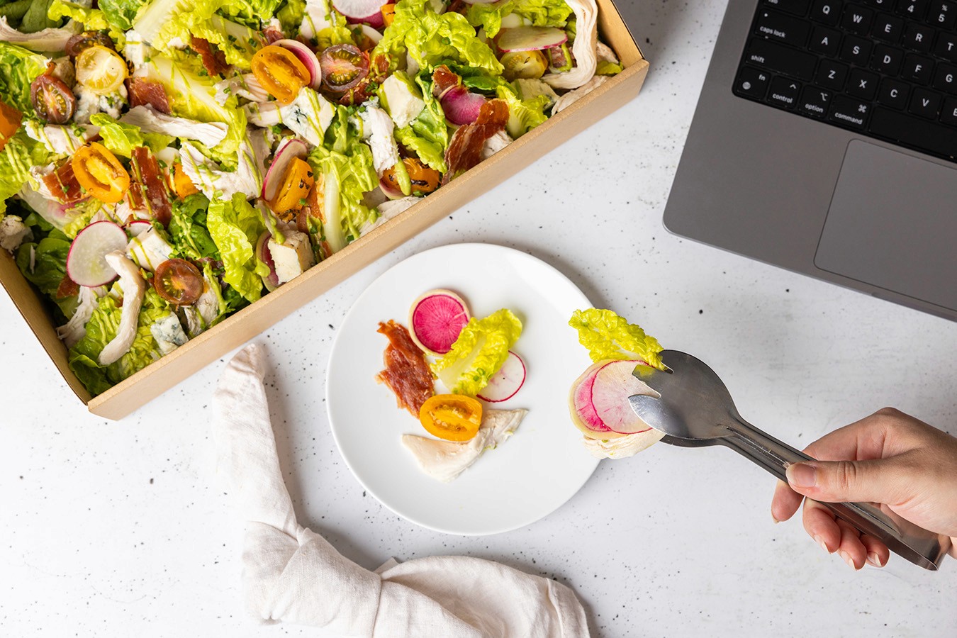 Express Catering Cobb Salad, served in an office