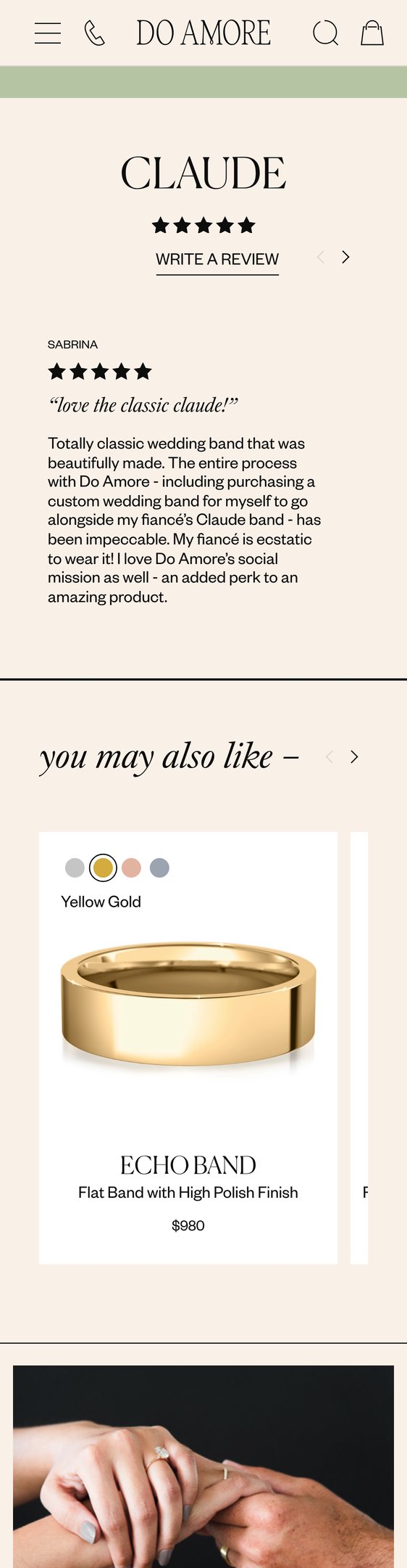 Jewelry product options include: ring for Claude from Do Amore.