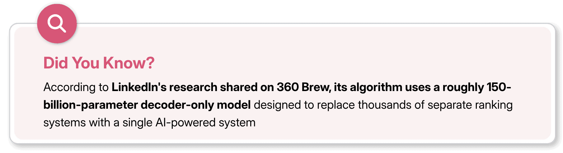 Fact on LinkedIn using a 150-billion-parameter AI model for post ranking