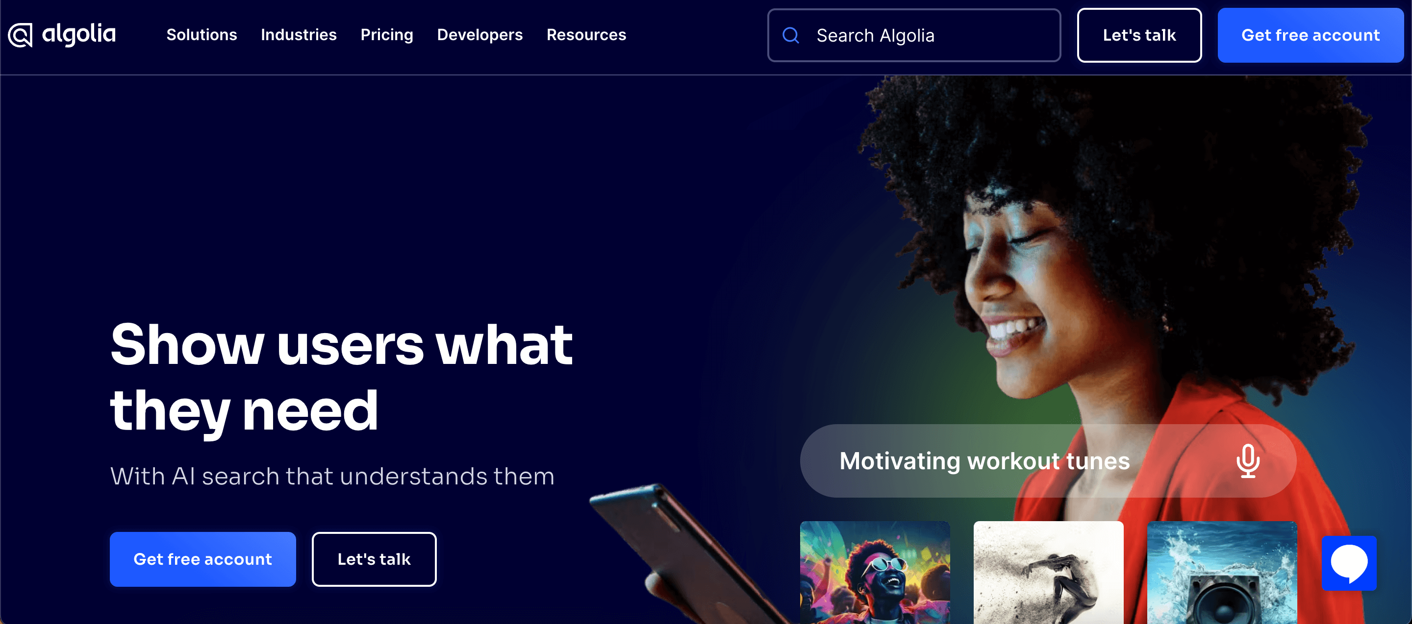 Algolia home page
