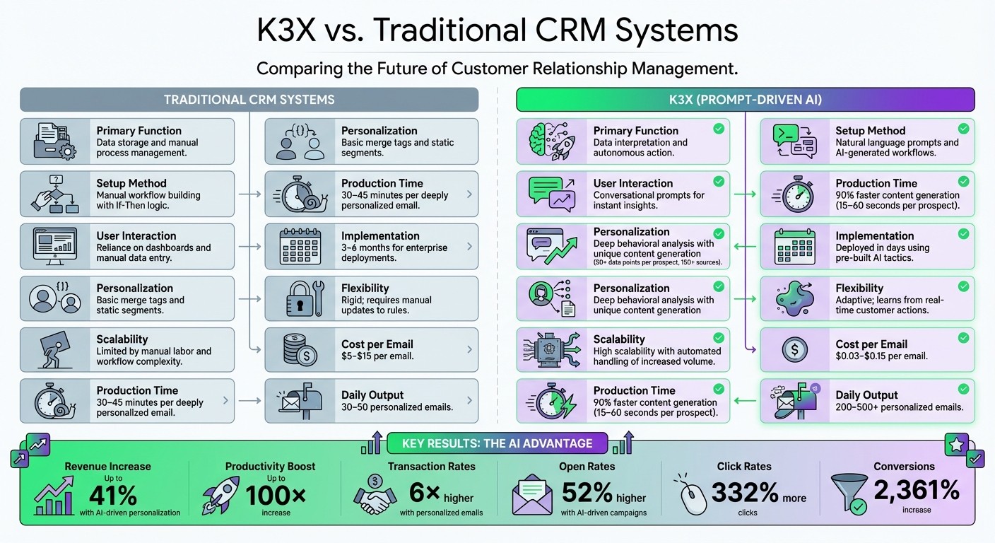 K3X AI vs Traditional CRM Systems Comparison
