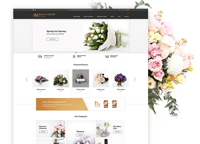 B&M Florist  website design and development
