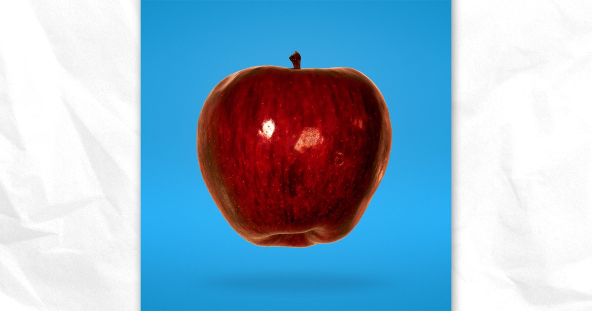 An apple on a blue background