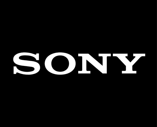 The white "SONY" logo is prominently displayed against a solid black background, representing a well-established digital.