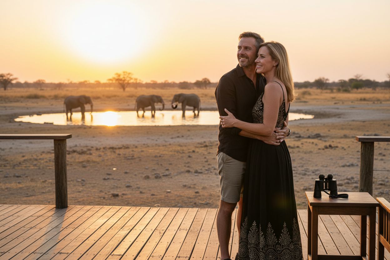 Etosha coucher de soleil couple