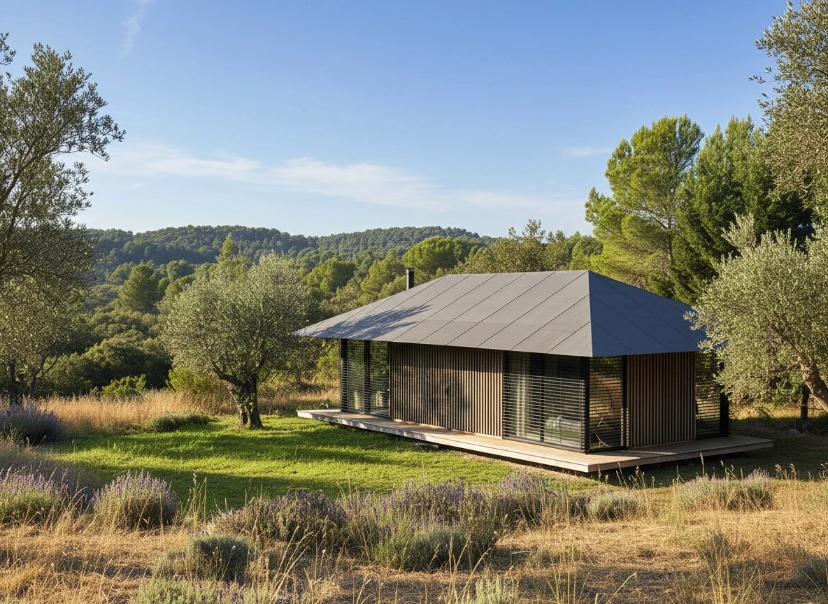 Écolodge Teshima en bois, ermitage contemplatif à toit quatre pans dans la nature