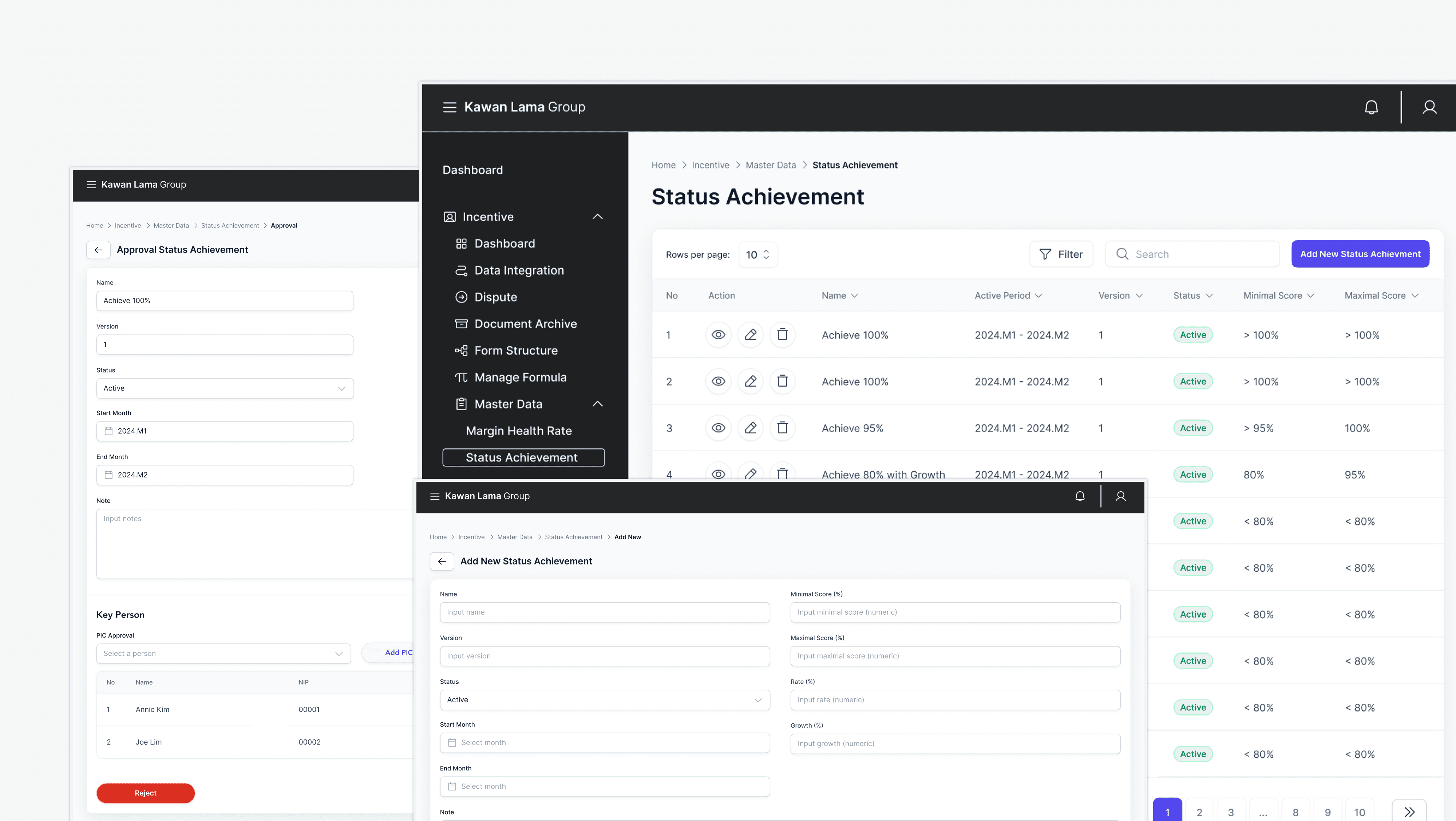 Status Achievement Screen