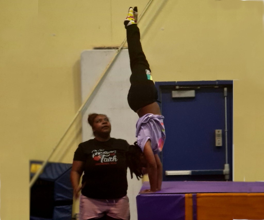 Champion doing handstand