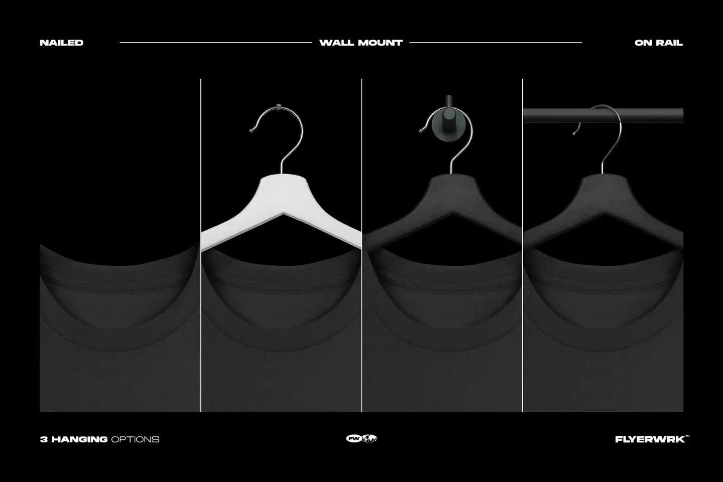 Stanley Stella Creator T-Shirt Hanging mockup with different hanger display options