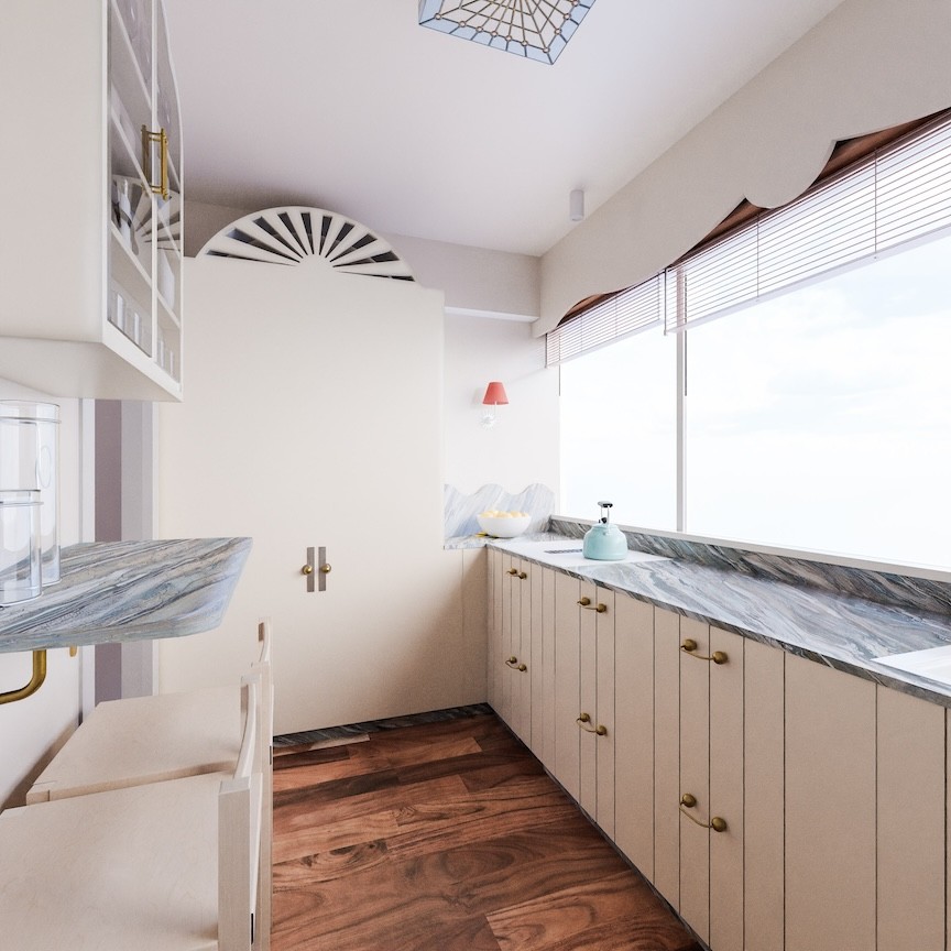 After: kitchen redesigned by Atelier Akuko with bespoke details, improved storage and softer tones