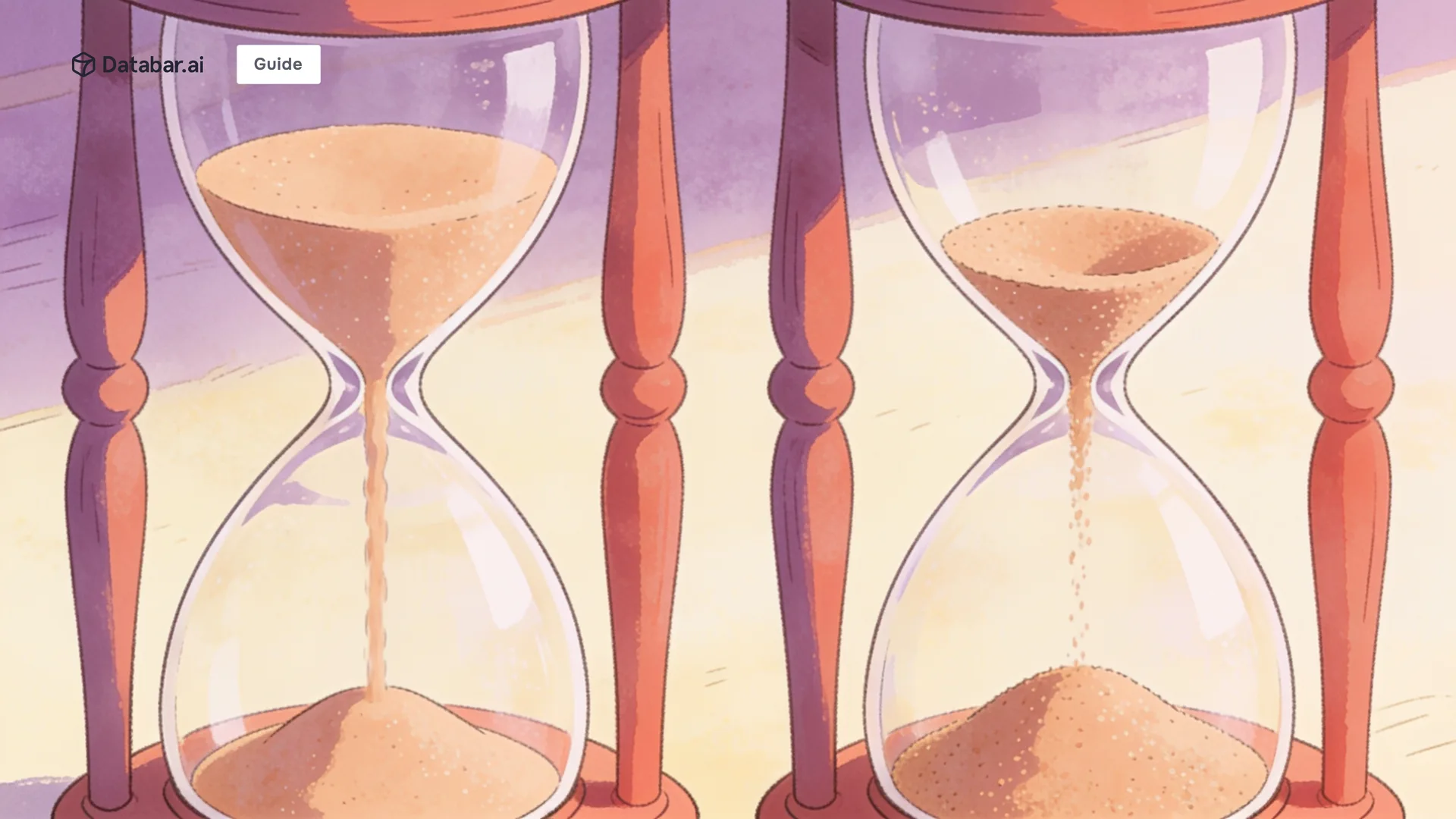 Illustration of two hourglasses side by side, one running clear and fast, the other clogged — Sales Productivity with Clean Data: Quantify the Time Savings