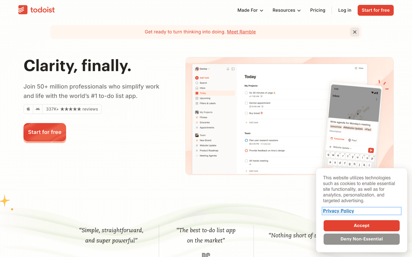 Todoist app screenshot