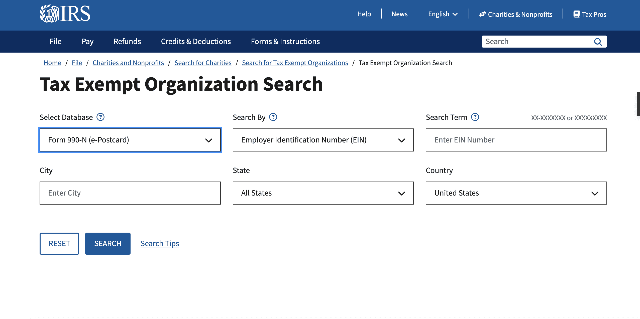 IRS Form 990 Search