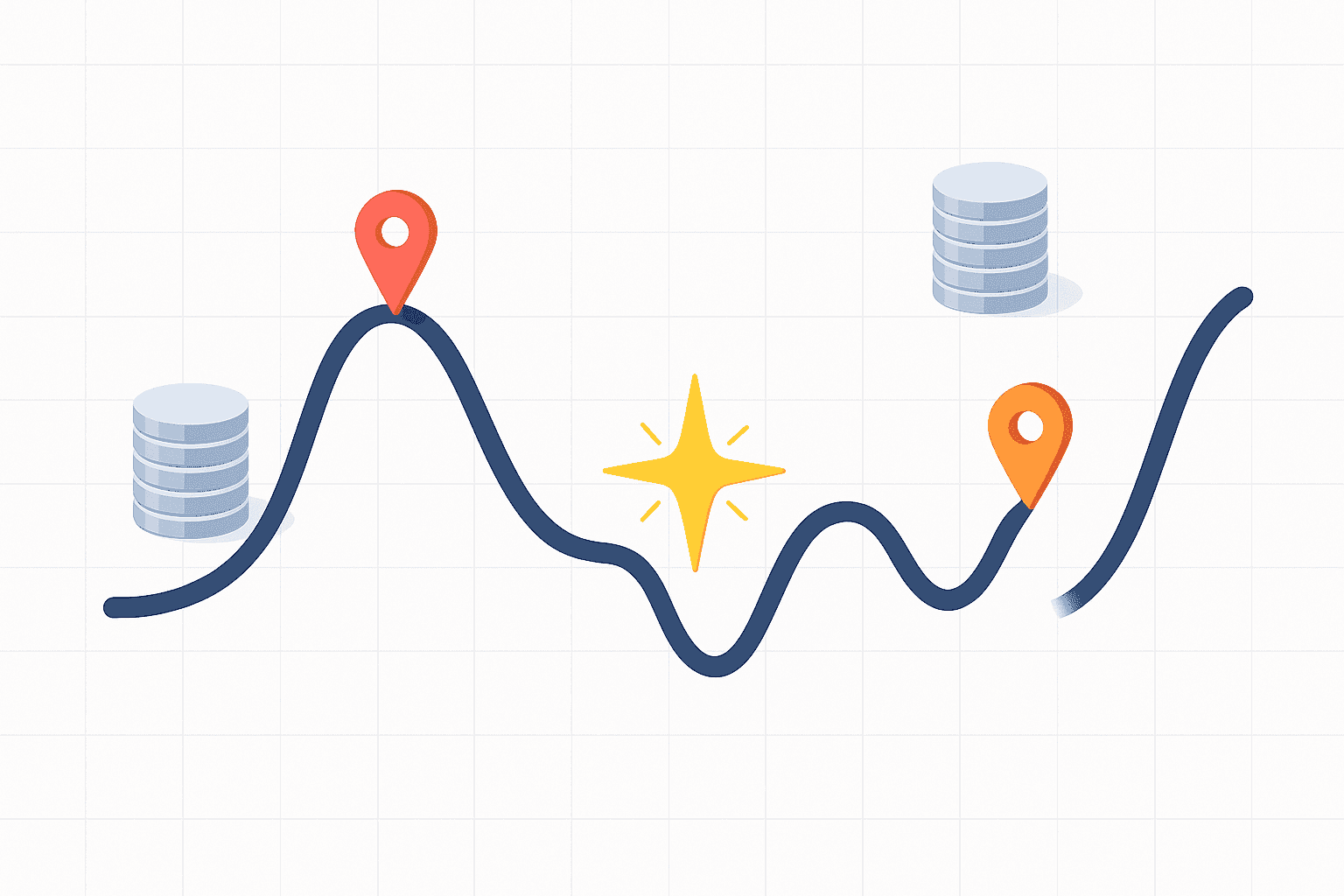 Line graph of intraday mortgage rates with pre- and post-trough lock points and coin stacks depicting cost.