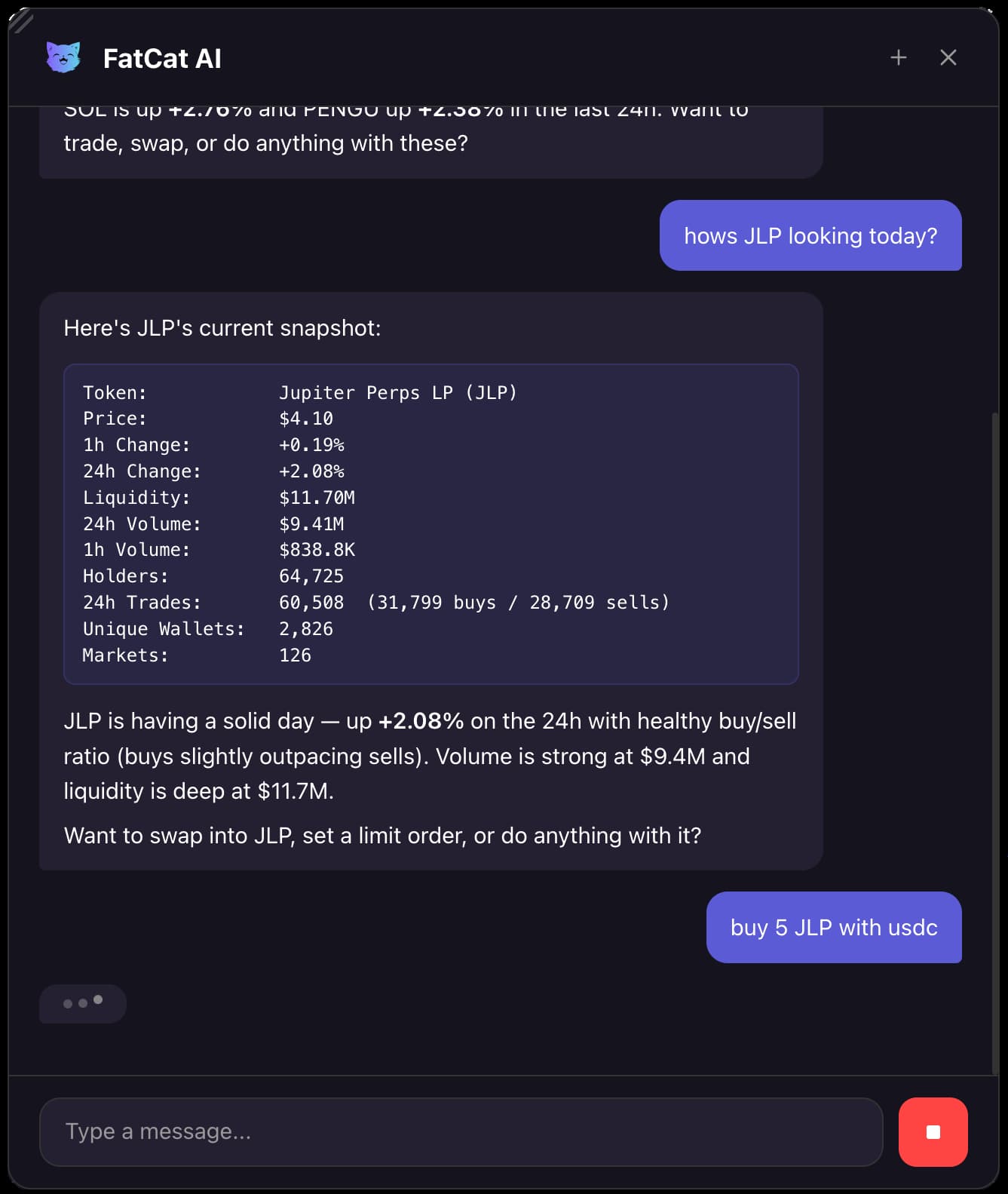 FatCat AI chat from phone