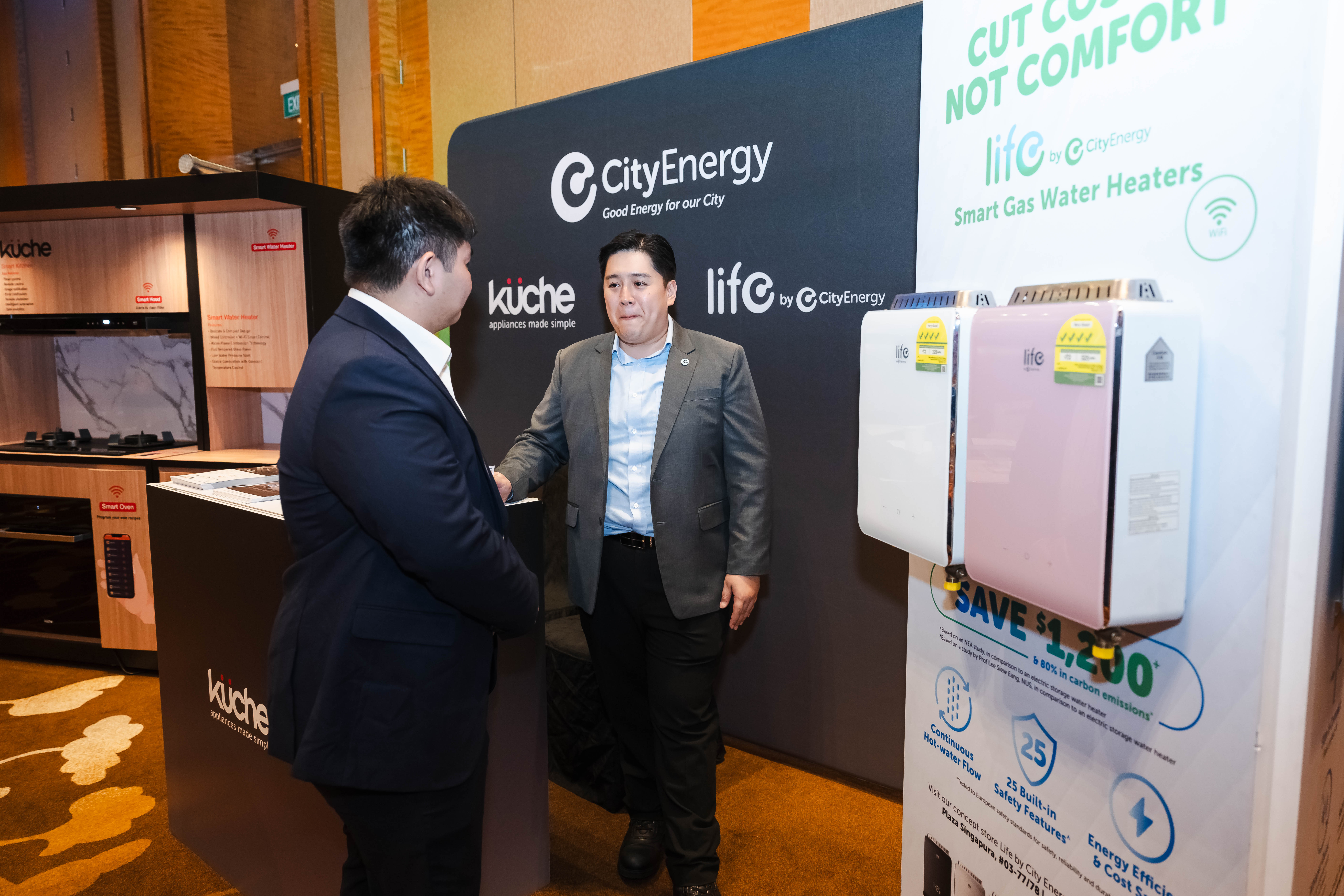 Attending trade delegates interacting with a custom web-native augmented reality showcase displaying Singapore's lower-carbon energy infrastructure, designed by DFW Creative