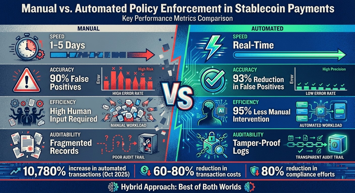 Manual vs Automated Policy Enforcement in Stablecoin Payments Comparison