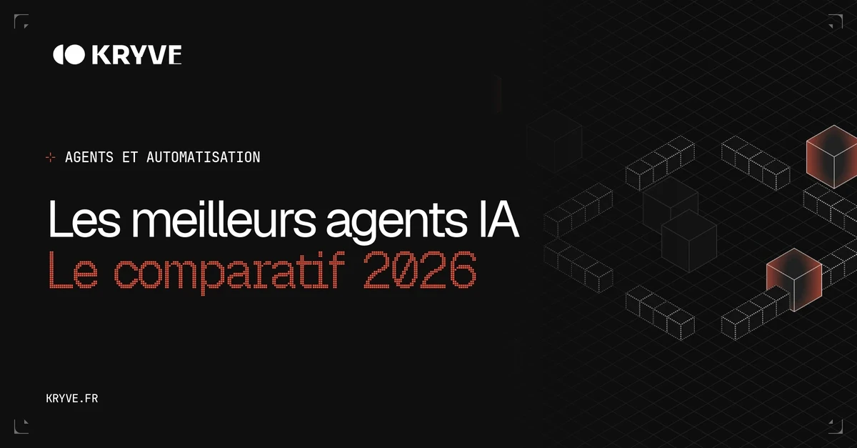 Les meilleurs agents IA en 2026, le comparatif : couverture Kryve graphite et corail, catégorie Agents et automatisation