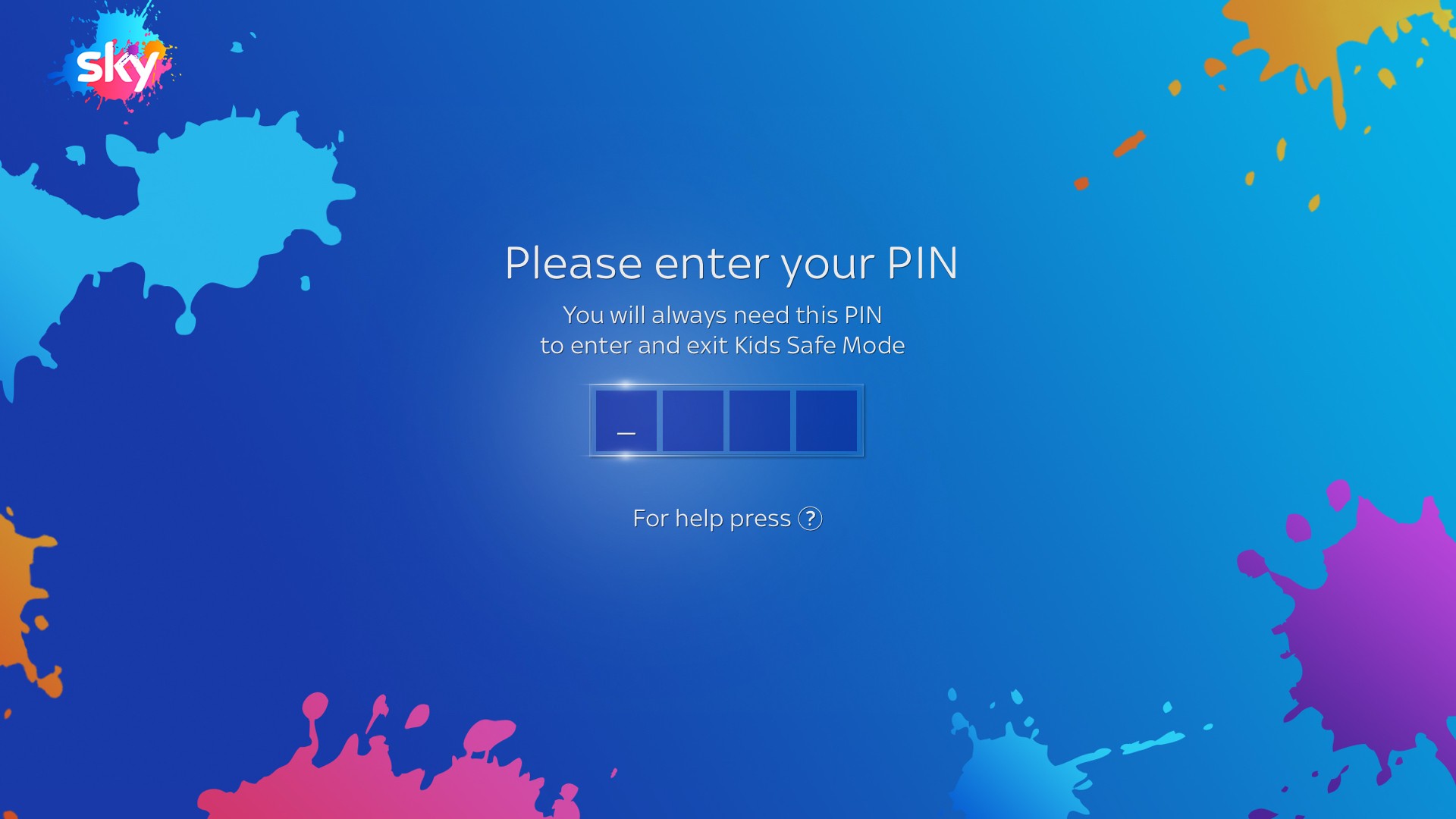 PIN lock screen on Sky Q