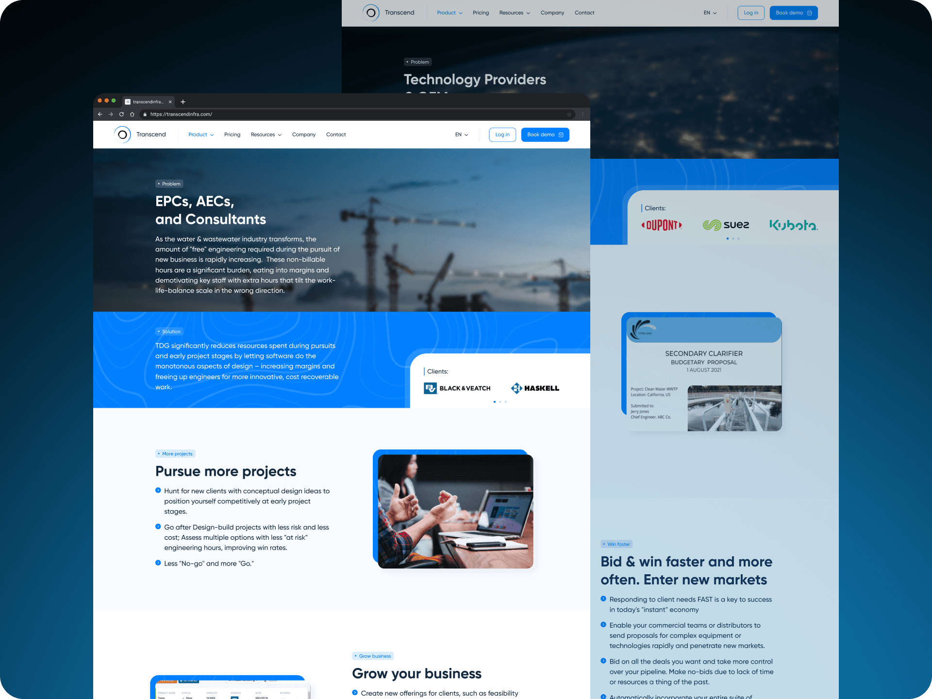 Transcend landing page