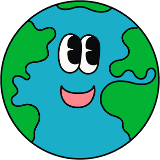 Illustration of the earth with a smiling face.