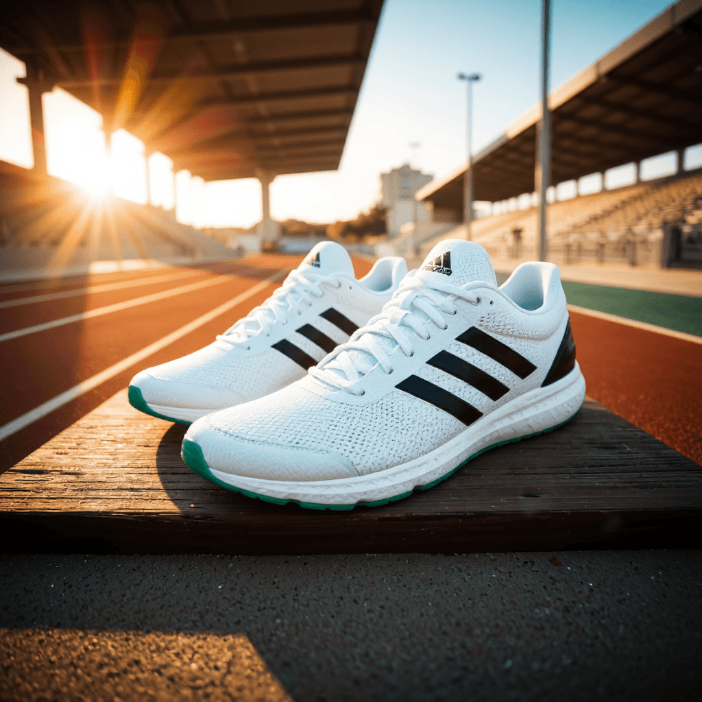 product photography of a pair of athletic shoes designed for sports use