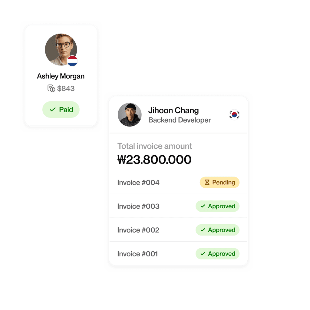 Profile card displaying a user's name, photo, and indicators of achievements or status updates.