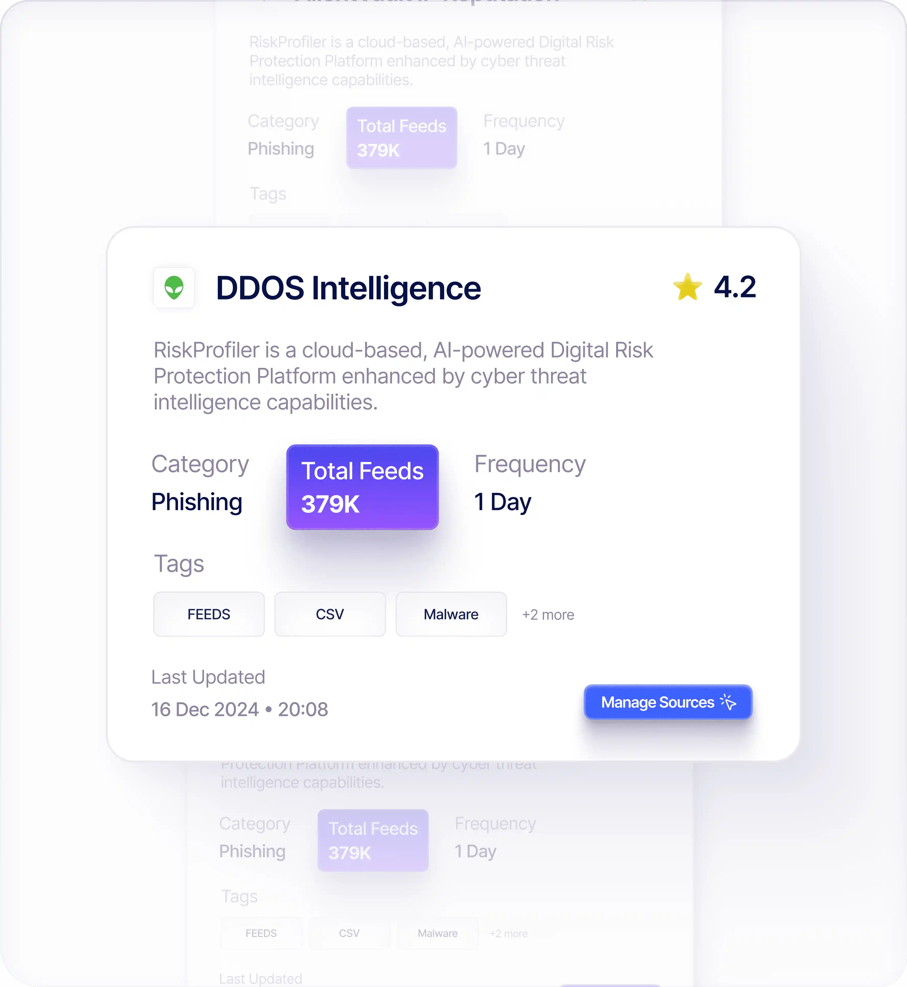 KnyX Intel AI DDOS intelligence feed showing phishing and threat sources